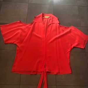 Aaron Ashe All Silk Cold Shoulder Blouse
